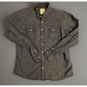 Ecoths Long Sleeve Button Up Shirt Blue Checkered Button Up Large Damaged JBHS